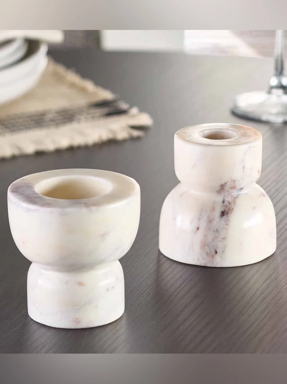 BHG NWT 2pc marble taper/tealight holder